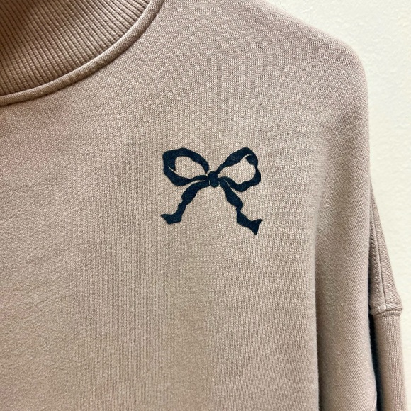 Wild Fable 🎀 Velour Bow Detail Fleece-Lined Mock-Neck Sweatshirt - Picture 3 of 5
